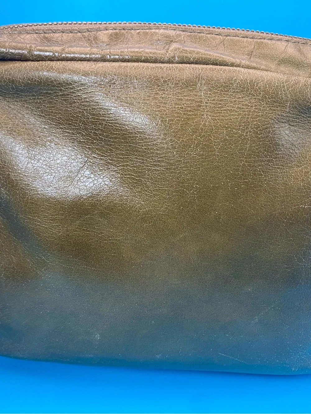 HOBO International Olive Green Leather Clutch Pouch Bag - Wanderer Lining